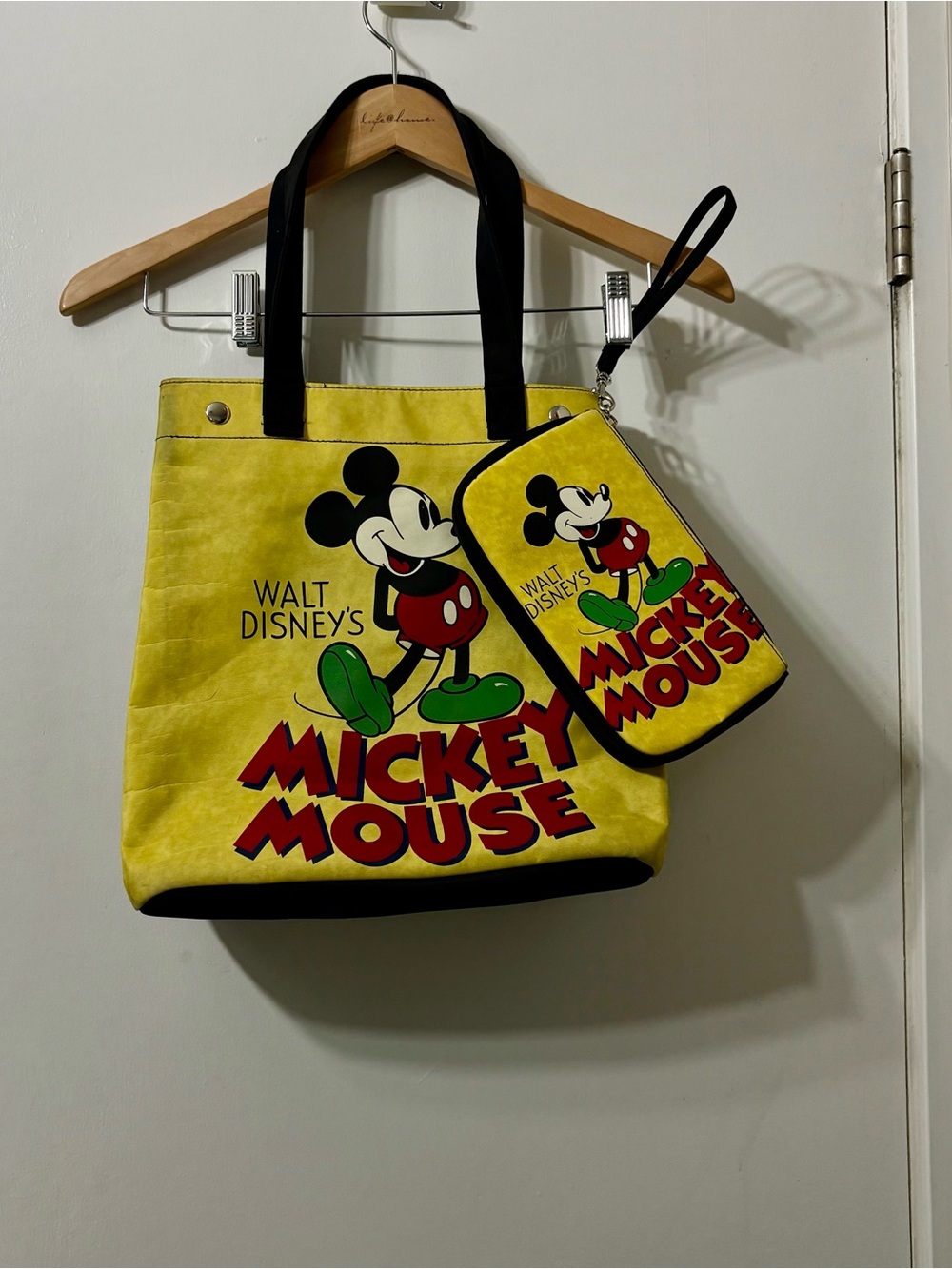 Disney Yellow and Black Mickey Tote with Matching Wristlet